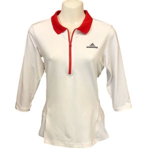 𝅺STELLA McCartney Adidas sport top Small 3/4 sleeve collar quarter zip Preppy